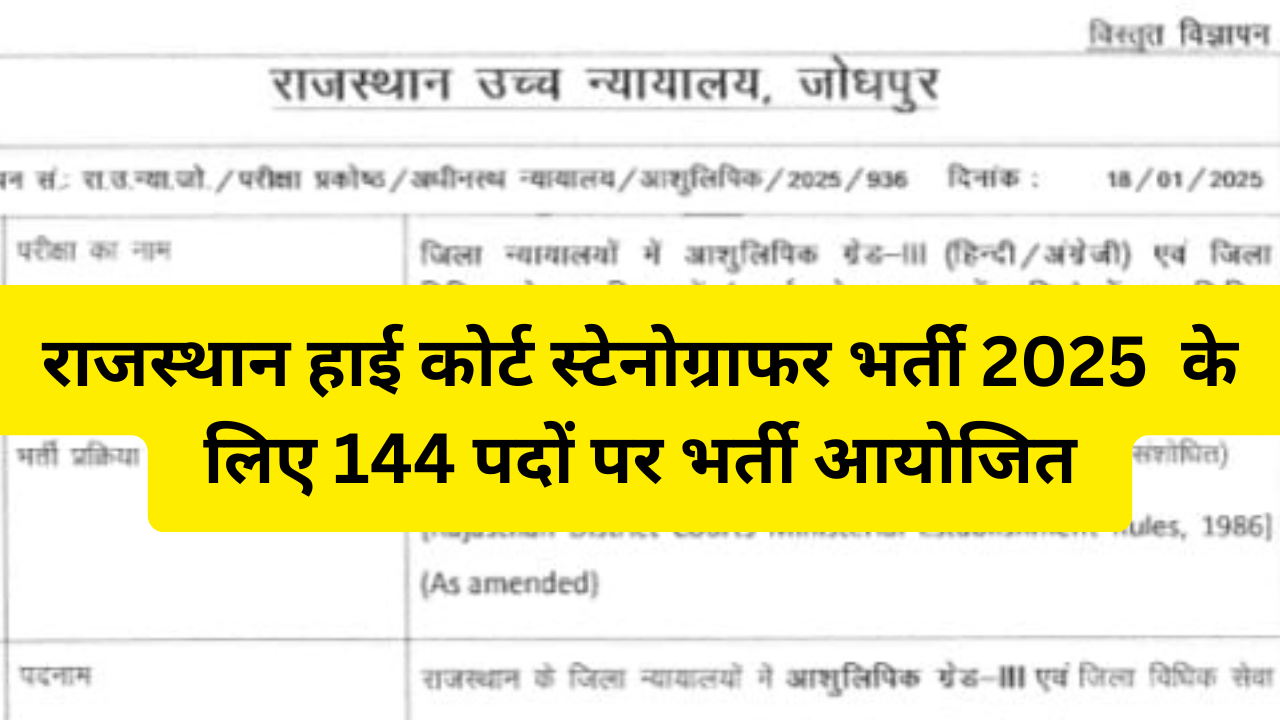 Rajasthan High Court Stenographer Vacancy