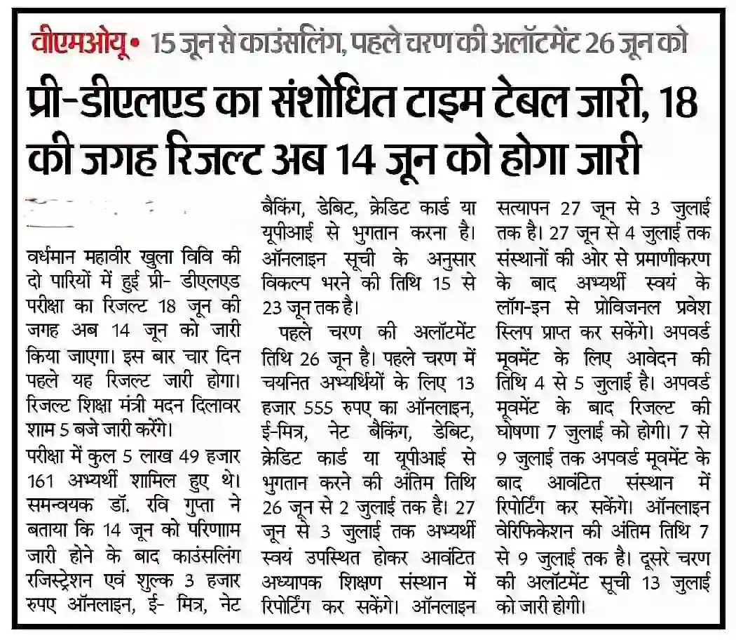 Rajasthan BSTC Result 2025