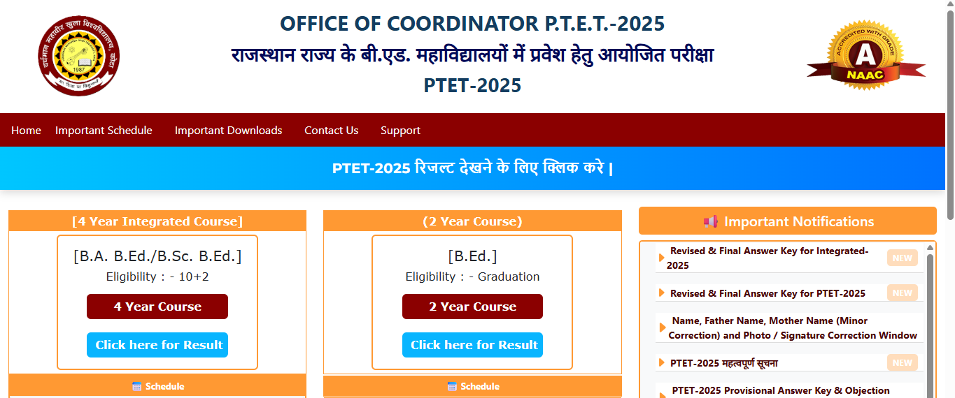 How To Check Rajasthan PTET Result 2025 ?