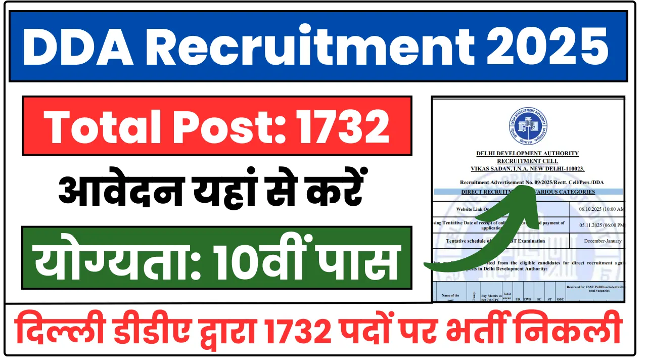 DDA Recruitment 2025 Apply Online