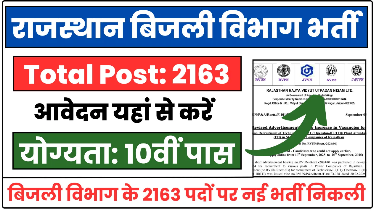 Rajasthan Bijli Vibhag Recruitment 2025