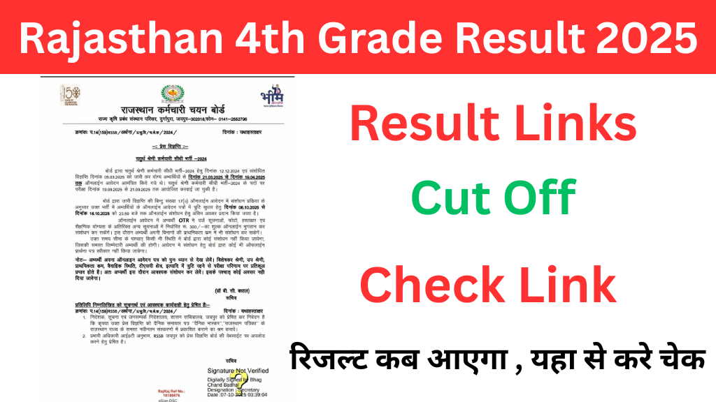 Rajasthan 4th Grade Result 2025